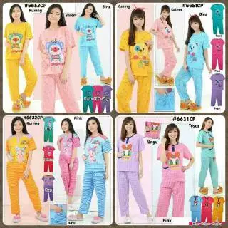 Baju Tidur Wanita Dewasa Set CP Bahan Tebal Nyaman