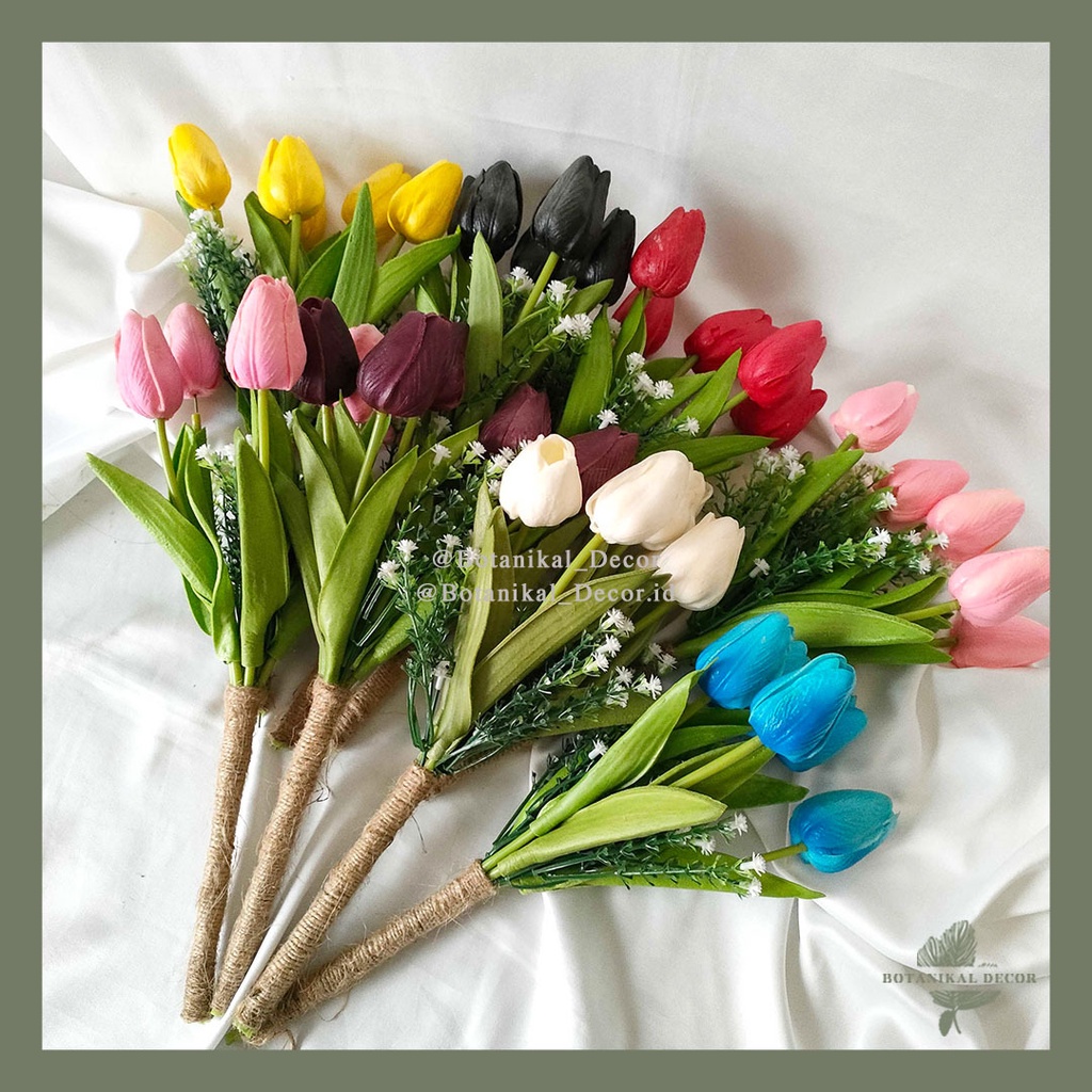 Jual Artificial Flower Tulip Baby Breath Bridal Bouquet Bunga Palsu