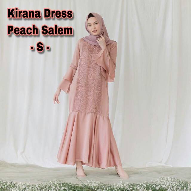 Jual KIRANA DRESS VANILLA HIJAB PEACH SALEM ( S ) Shopee Indonesia