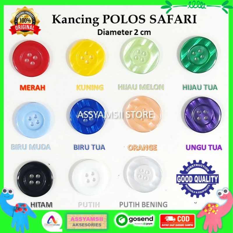 Jual Kancing Jas Besar Kecil Polos Safari 1.5 cm dan 2 cm Perlusin Jas ...