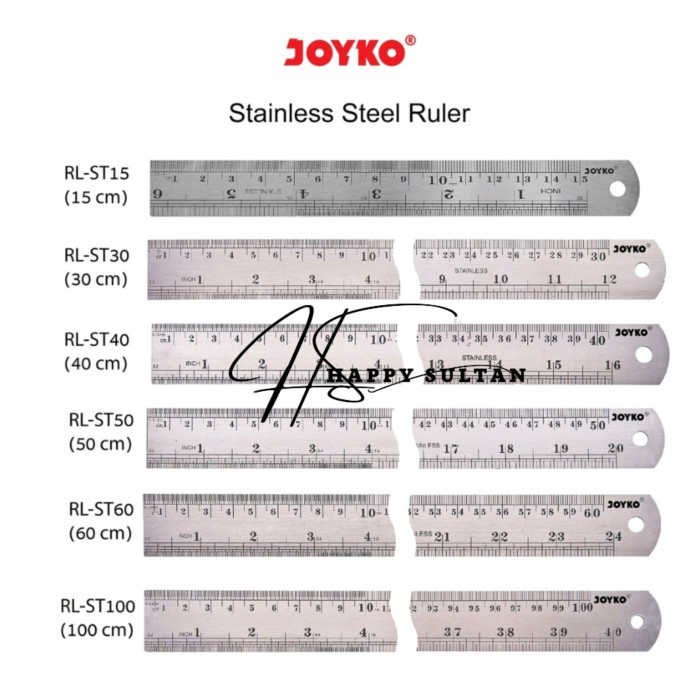 Jual Stainless Steel Ruler Penggaris Besi Joyko 15 30 40 50 60 100 Cm