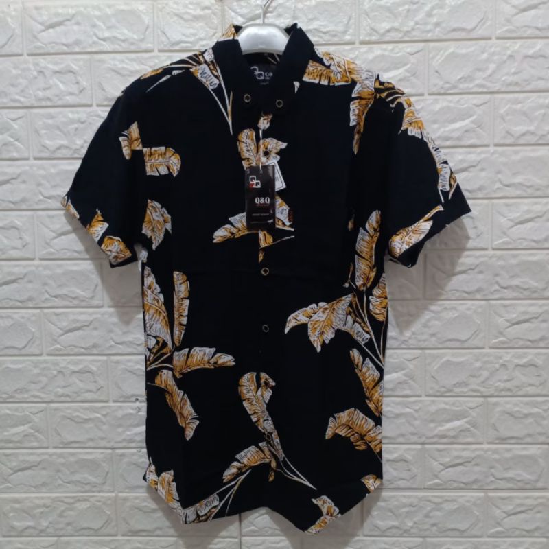 Jual Kemeja pria cowok casual lengan pendek motif biru tua corak batik ...