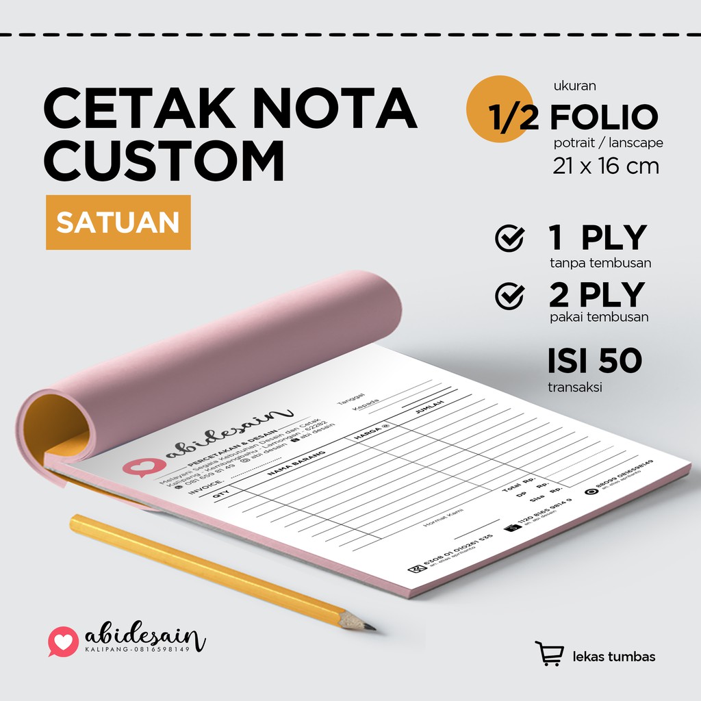 Jual CETAK NOTA CUSTOM - 1/2 FOLIO - NOTA KONTAN - NOTA BESAR | Shopee ...