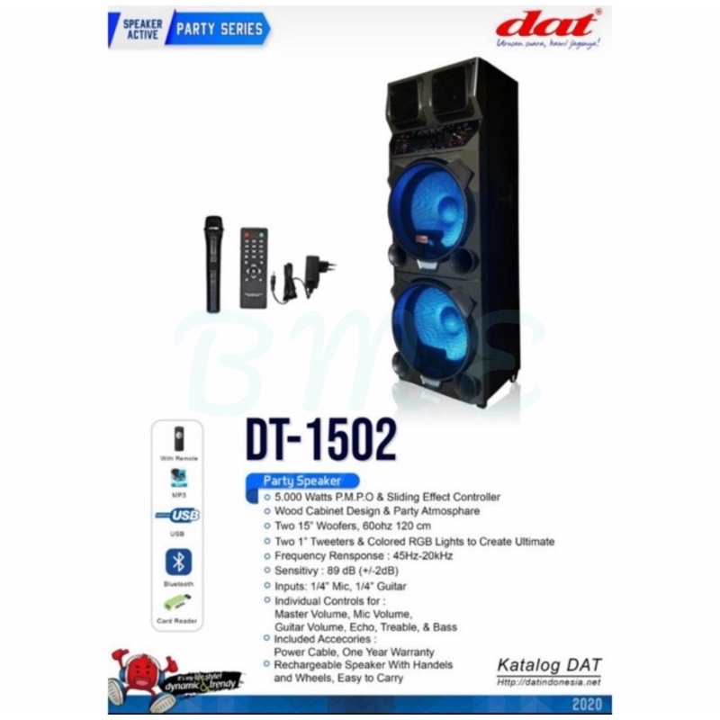 Jual SPEAKER AKTIF PORTABLE DAT DT 1502 / DT1502 15 INCH x2 WOOFER ...