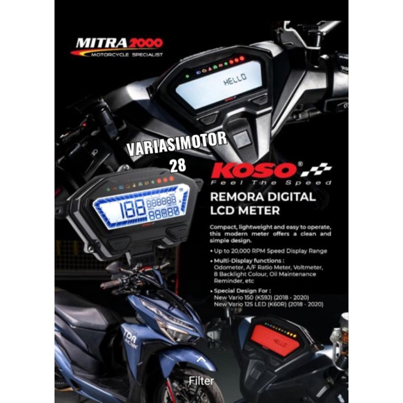 Jual Koso New Remora Meter With 8 Colours For New Vario 150 ESP