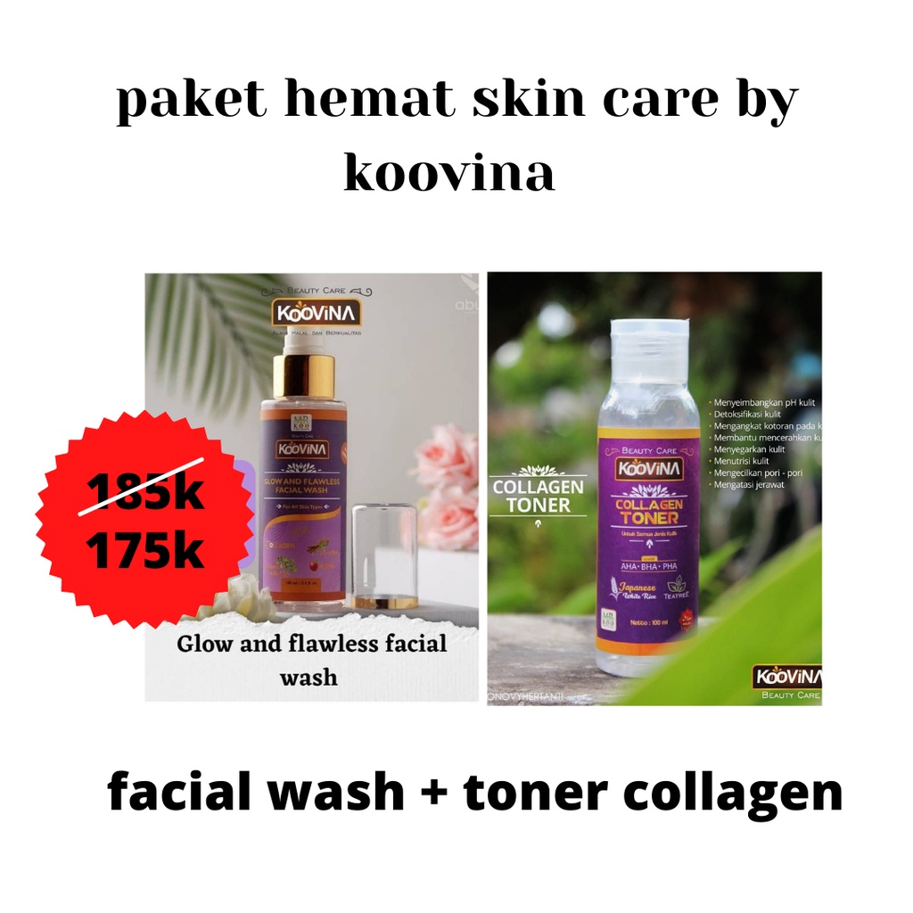 Jual PAKET HEMAT glowing skincare perawatan kulit koovina, anti aging