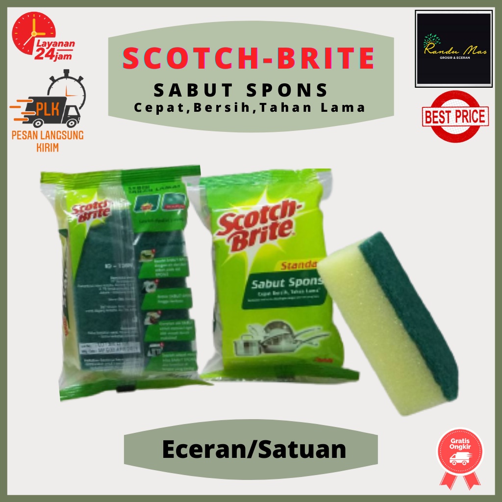Jual Scotch Brite Sabut Spons Cuci Piring Standar Dua Sisi Double Magic ...