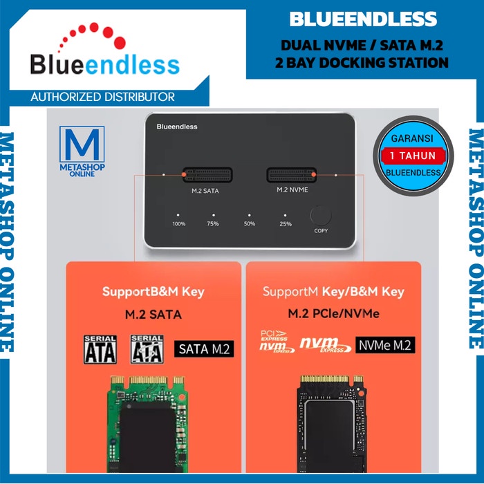 Jual Blueendless Docking Station 2 Bay Dual NVME NGFF SATA SSD M.2 USB ...