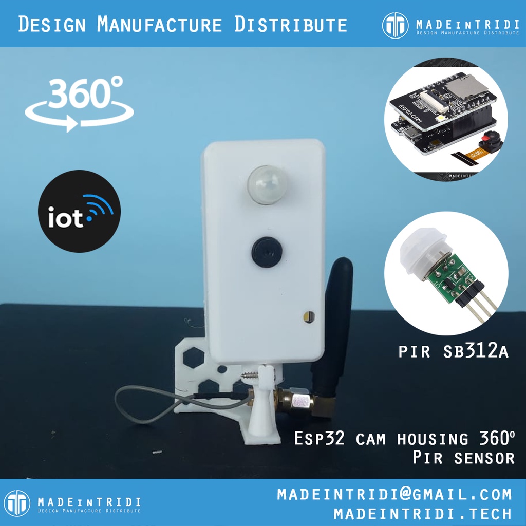 Jual Madeintridi casing Camera mount 360 Arduino ESP32 Cam with PIR ...