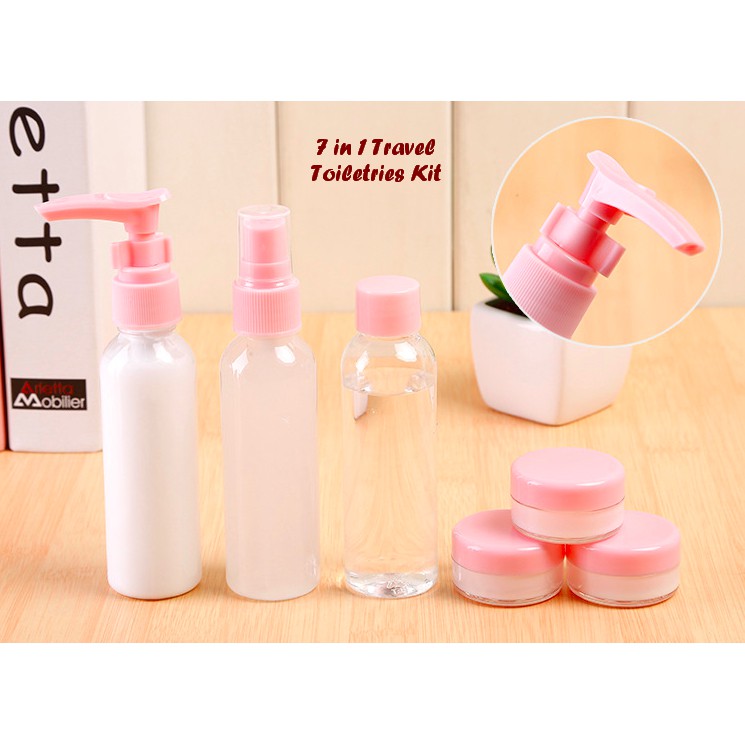 Jual Serbagrosirmurah 7 in 1 Travel Toiletries Kit Set Botol Kecil ...
