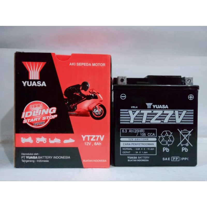 Jual AKI KERING YUASA YTZ7V AKI MOTOR N MAX 12V 6 Ah | Shopee Indonesia