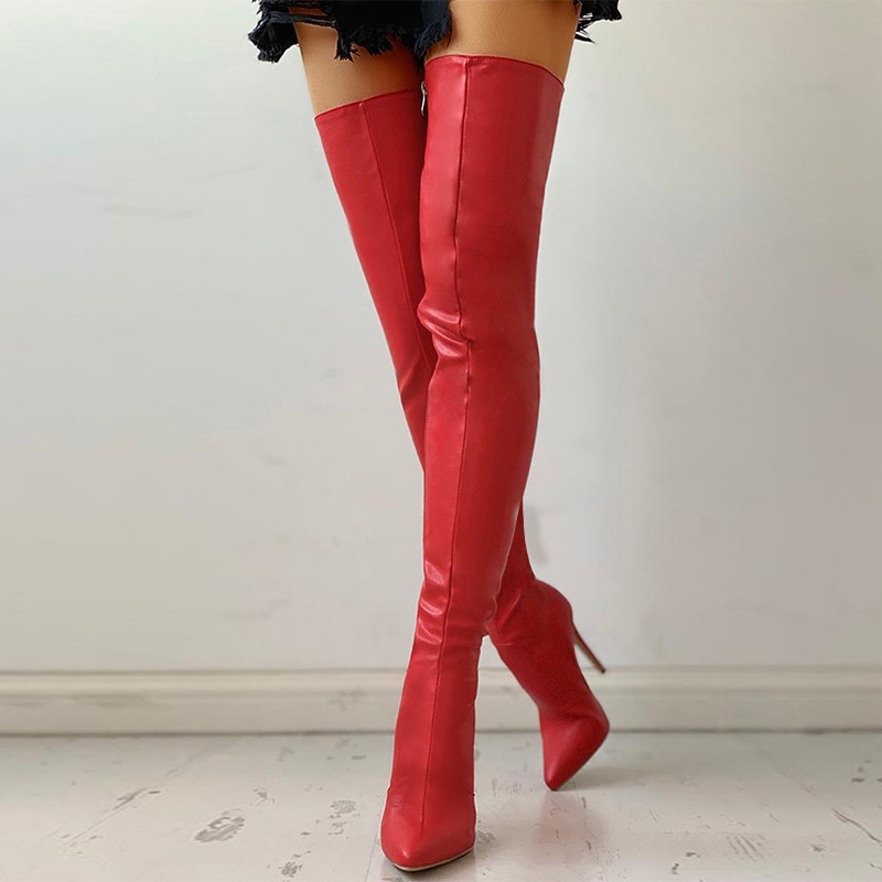 Jual Women's Knee High Boots Black Sexy High Heels 2021 New Thigh