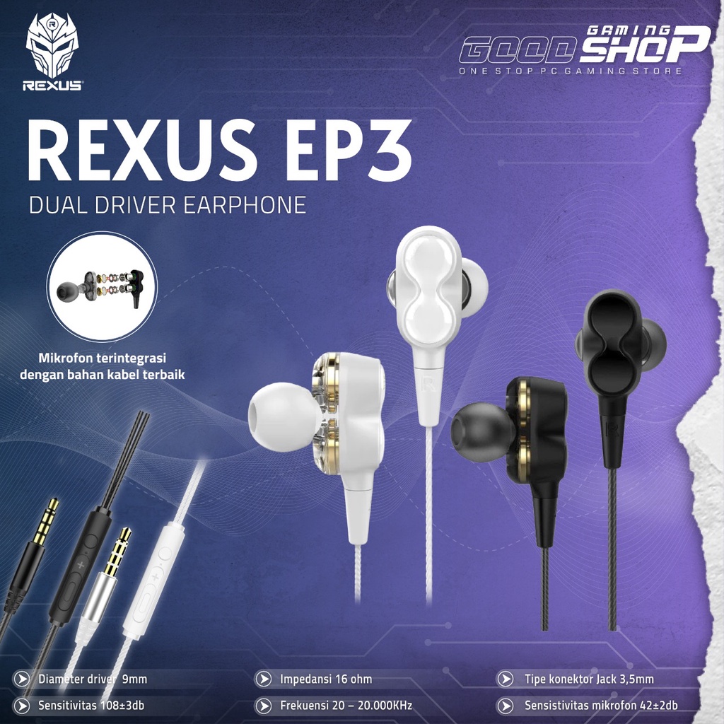Jual Rexus EP3 - Gaming Earphone | Shopee Indonesia