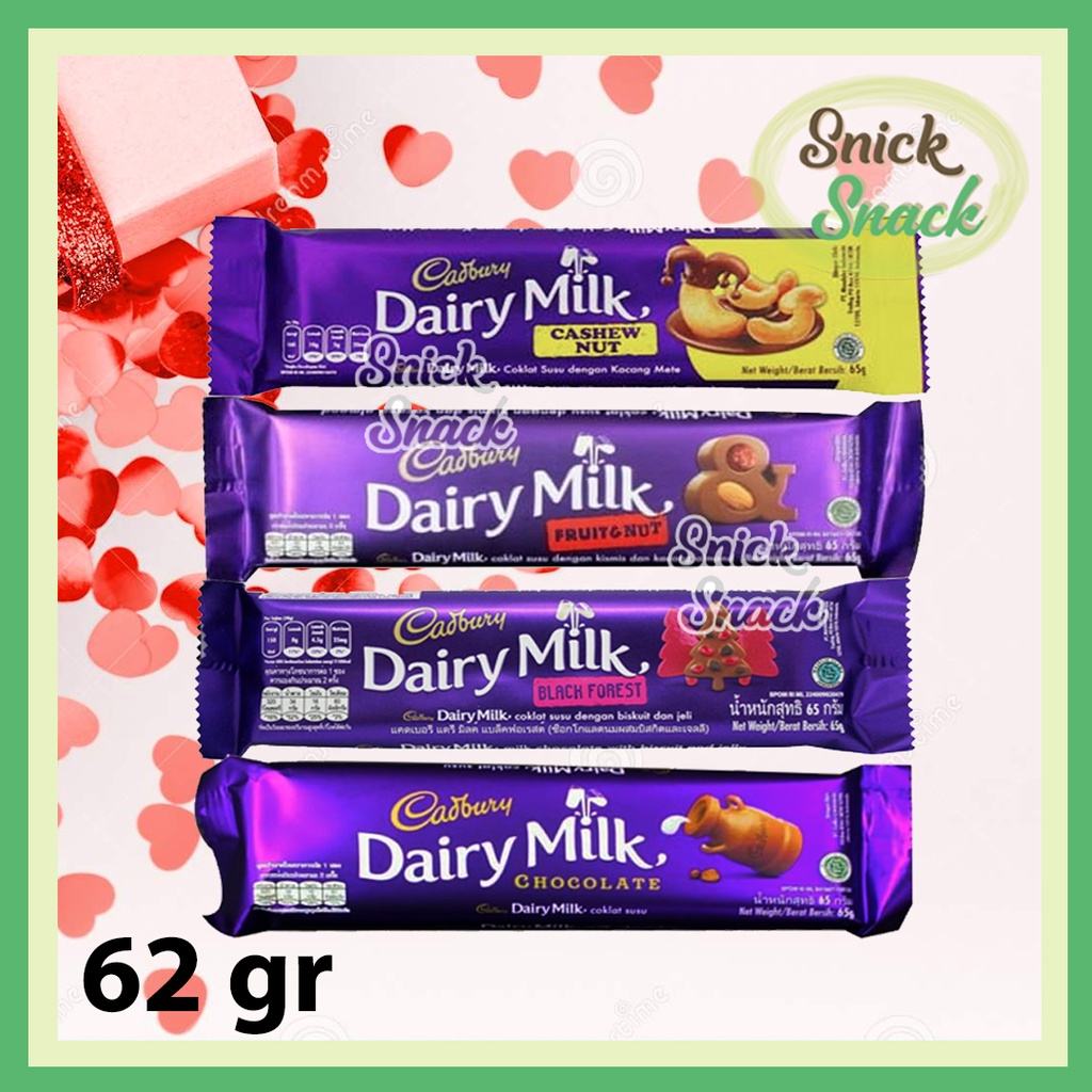 Jual Cadbury Dairy Milk Coklat 62 Gr Cashew Fruit N Nut Blackforest ...