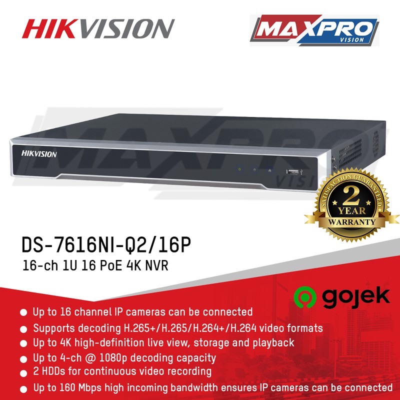 Jual DS-7616NI-Q2/16P - HIKVISION NVR 16 CH POE | Shopee Indonesia