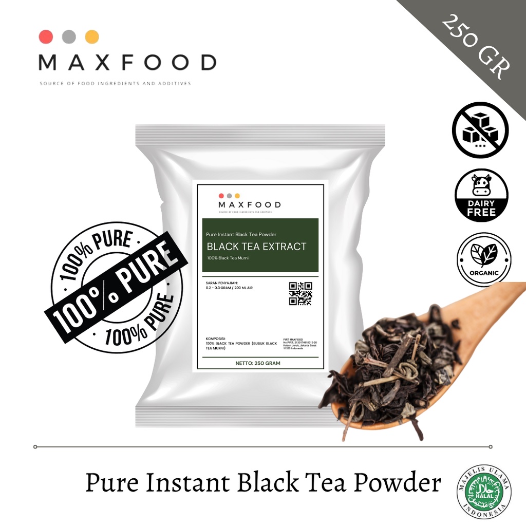 Jual MAXFOOD - Pure Instant Black Tea Extract Powder / Bubuk Black Tea ...
