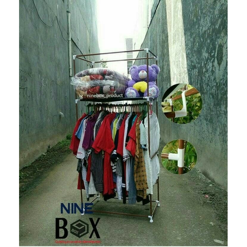 Jual Nine Box Rak gantung Jilbab/Rak gantung Hijab/Rangka Baju Lemari ...