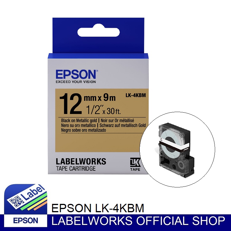 Jual Epson LabelWorks 12Mm Black On Gold 9M Label Tape Cartridge Lk ...