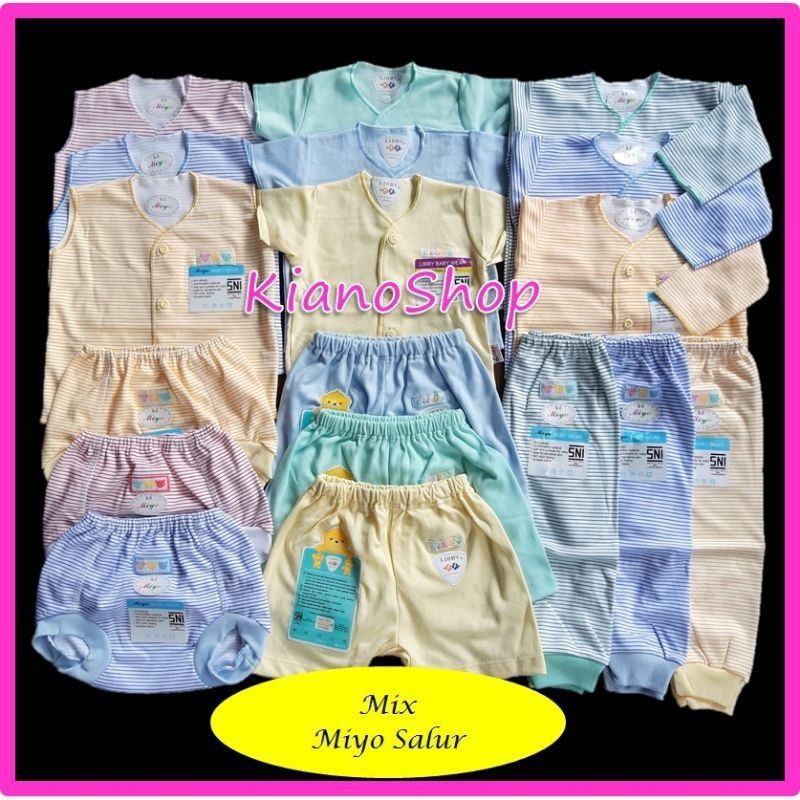 Jual PAKET BAJU BAYI BARU LAHIR NEWBORN MIYO POLOS MOTIF SETELAN PENDEK