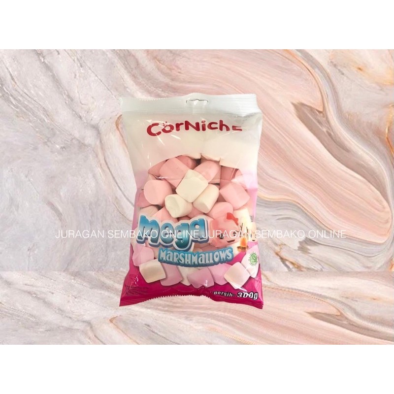 Jual CORNICHE marshmallow MEGA PINK WHITE 300 GR BESAR HALAL / marshmallow BESAR / marshmallow