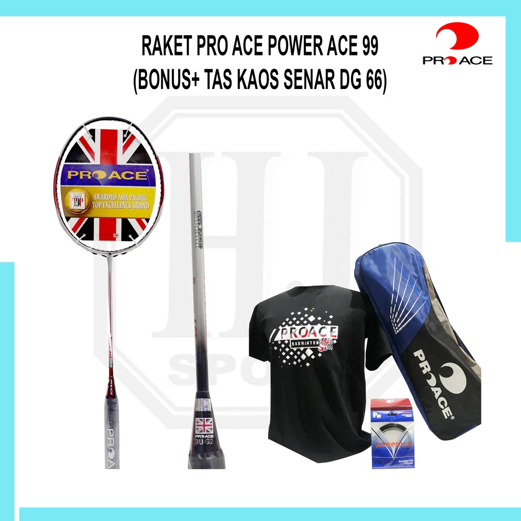 Jual Raket Original Pro Ace Power Ace 99 Bonus Komplit Badminton ...