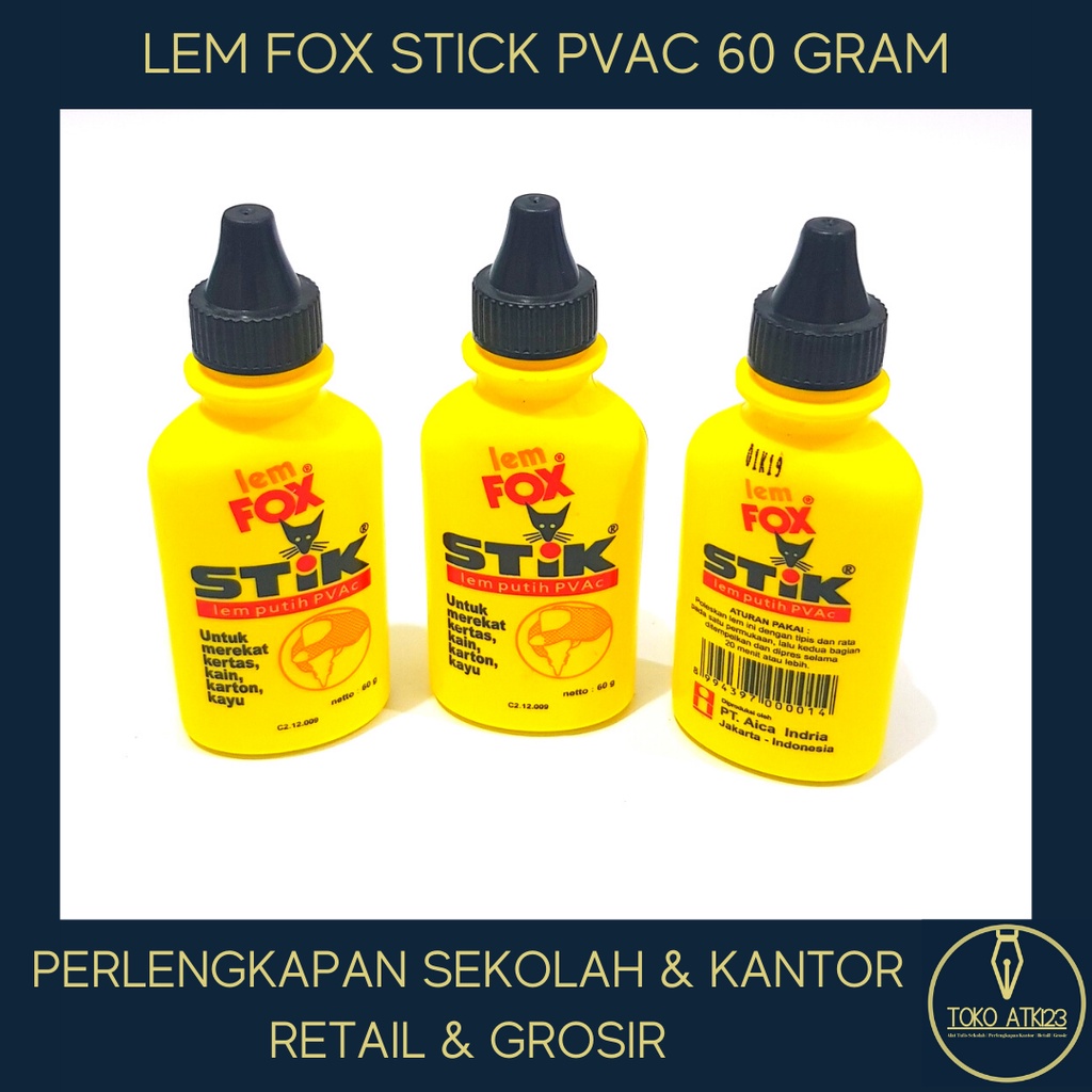 Jual Lem Fox Stik Lem Putih Lem Kertas Putih Merk Fox Botol Gram