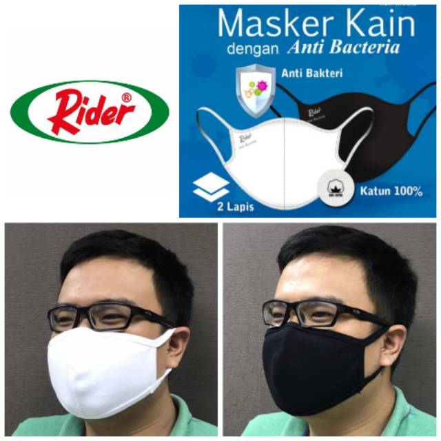 Jual Masker Kain 2 Lapis Merk Rider - Masker Non Medis Anti Bakteri ...
