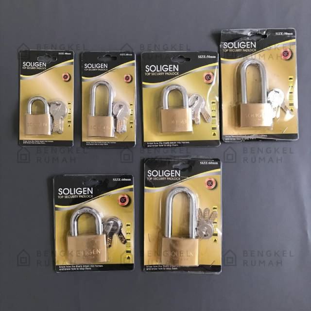 Jual Gembok Soligen Kuningan Computer Key 40 Mm 60 Mm Lengkap Pendek