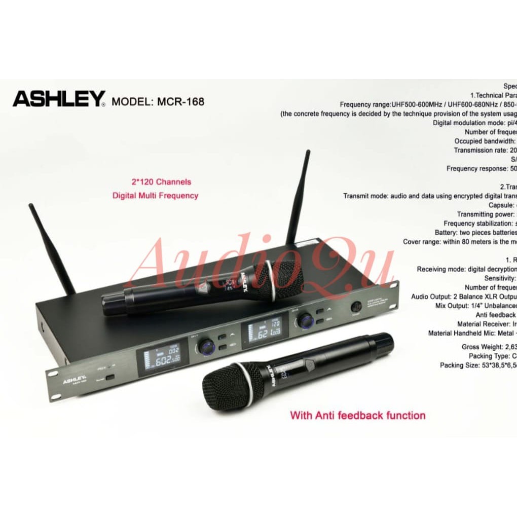 Jual MIC WIRELESS ASHLEY MCR168 / MCR 168 WITH ANTI FEEDBACK FUNCTION