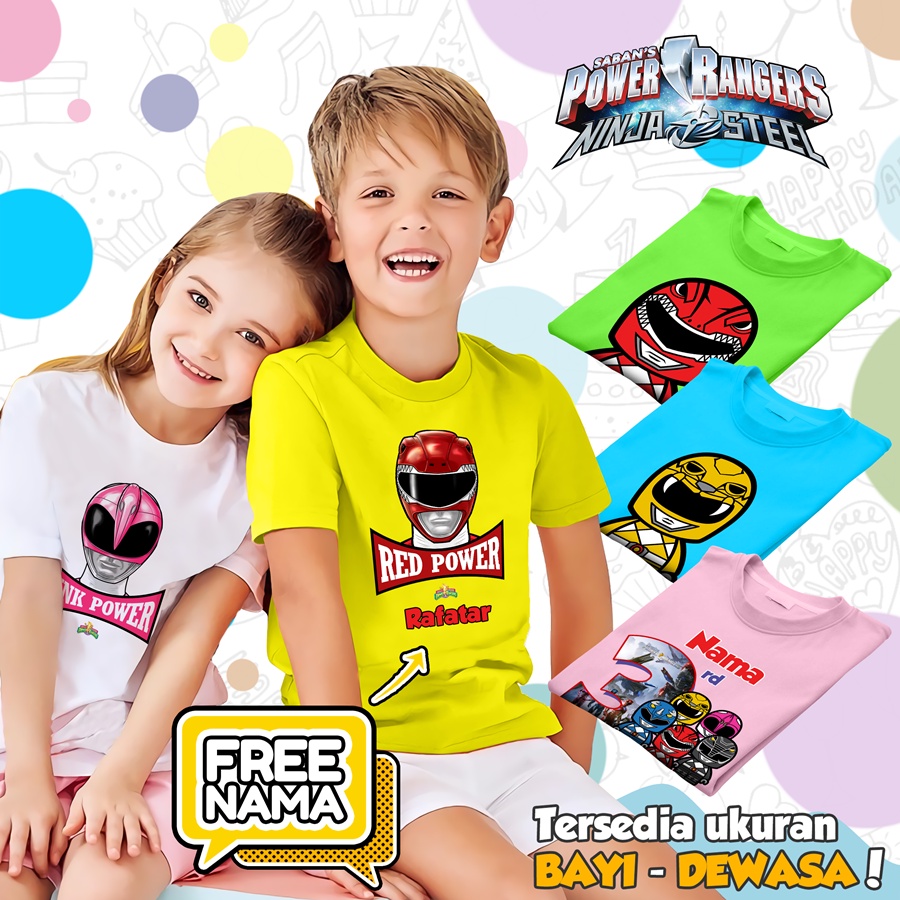 Jual [FREE NAMA!!] Baju Kaos COUPLE ANAK POWER RANGER BANYAK MOTIF ...