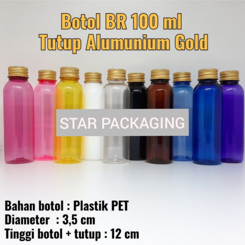 Jual Botol 100ml Tutup Ulir Alumunium Gold Botol BR 100ml Tutup ...