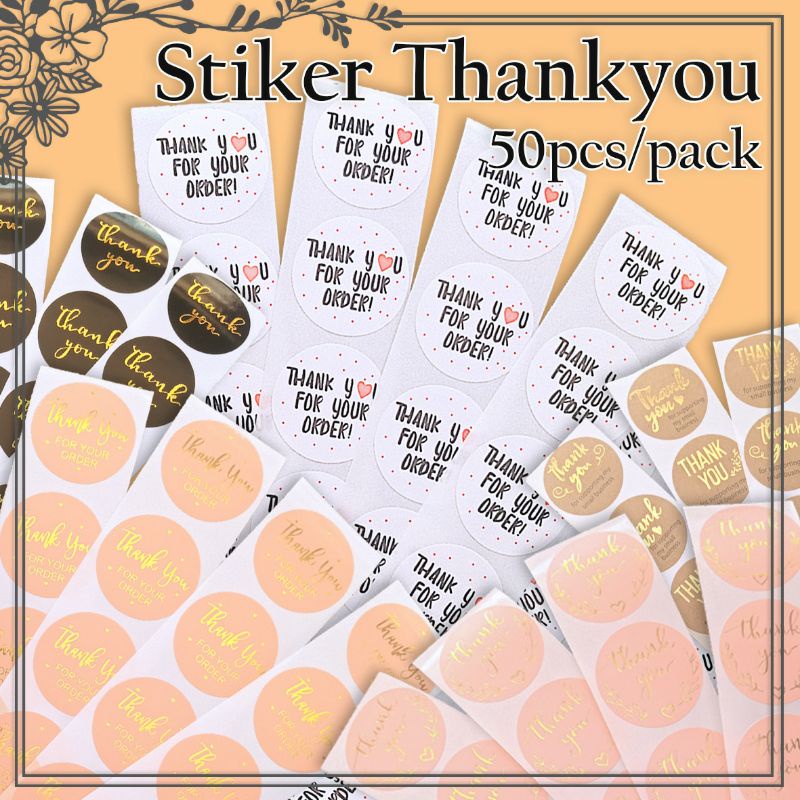 Jual Stiker thank you bulat diameter 2.5cm isi 50pcs perpack | Shopee