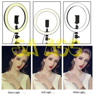 Ring Light Led 26Cm Lampu 26 Cm Make Up Vlog Ringlight Tripod 2.1M