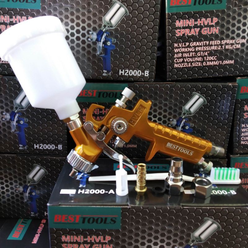 Jual Spray Gun Mini- HVLP H2000, spray gun HVLP Nozzle 0,8 mm | Shopee ...
