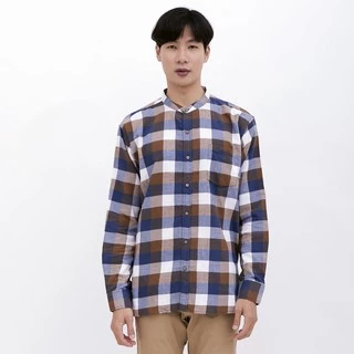 M231 Kemeja Pria Flannel Shanghai Oversized Panjang Coklat 1894A
