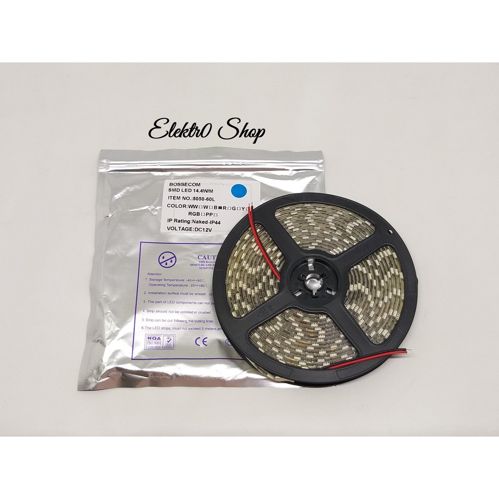 Jual LED Strip IP44 5050 12V DC Blue Bossecom | Shopee Indonesia