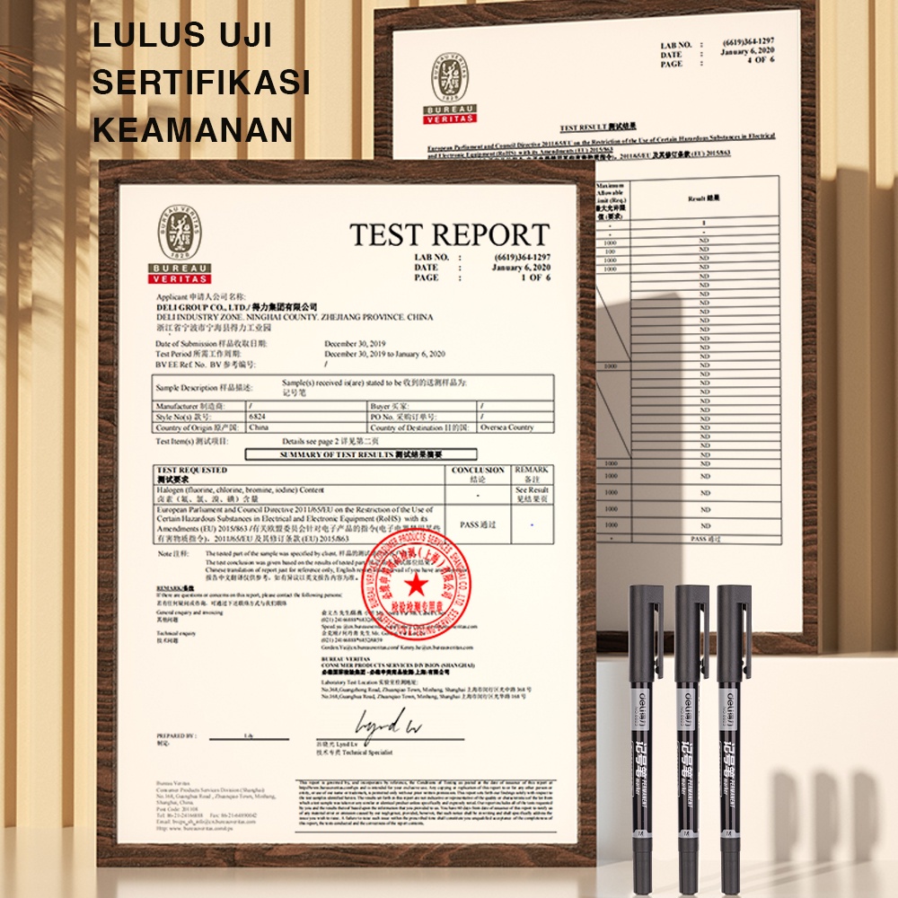 Deli Permanent Marker / Spidol Permanen Double Tip Dapat Menulis Disegala Permukaan 6823 (5)