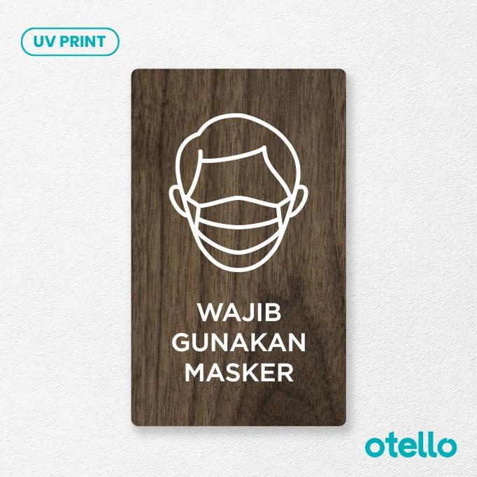 Jual Wajib Gunakan Masker Sign Board Kayu Print Signage Label Petunjuk ...