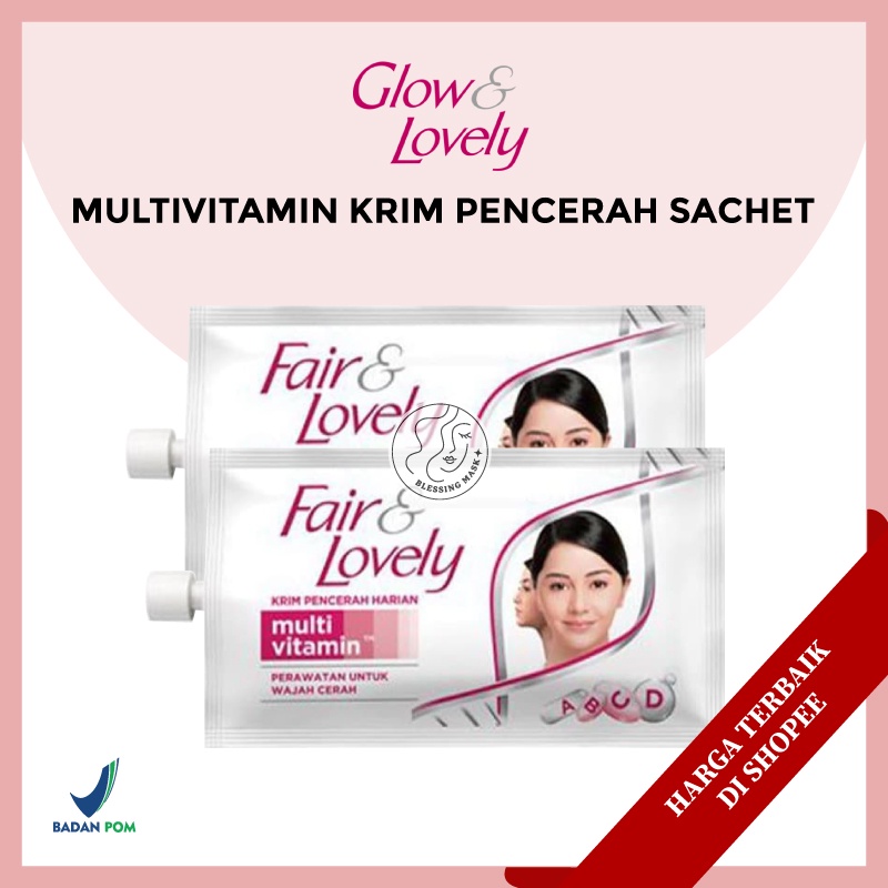 Jual Fair & Lovely Krim Pencerah Harian 7,5gr Sachet Facial Wash Multivitamin 9gr Glow
