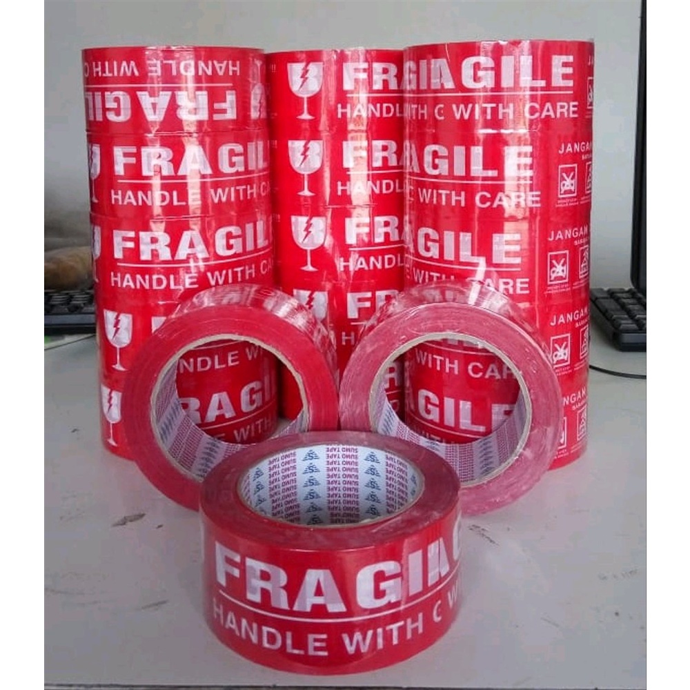 Jual Lakban Fragile Merah Jangan di Banting 45mm x 50 Yard | Shopee ...