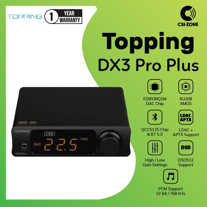 Jual Topping DX3 Pro + / DX3 Pro Plus Bluetooth 5.0 DAC / Amplifier ...