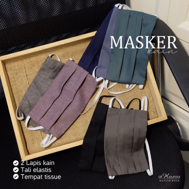 Jual MASKER KAIN BY AL-HAURAA, 2 LAPIS DAN LUBANG UNTUK TISU DAN KARET ...