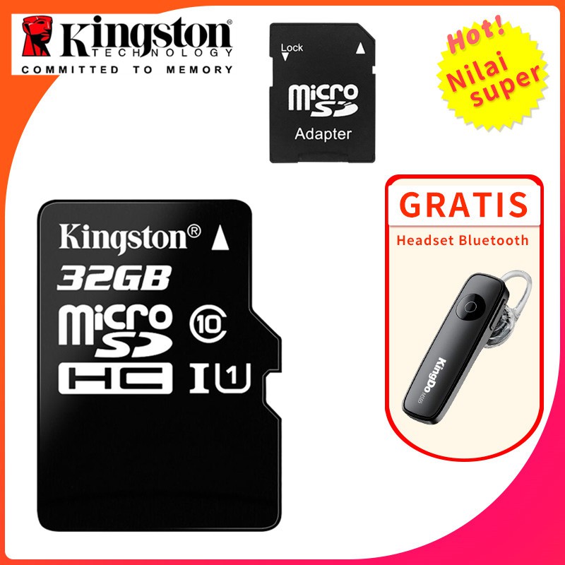 Jual Kingston Memory Card Micro Sd 100mbps Kapasitas 32gb +M165 Bluetooth headset Shopee Indonesia