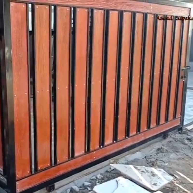Jual pagar besi motif kayu grc pagar rumah woodplank minimalis | Shopee