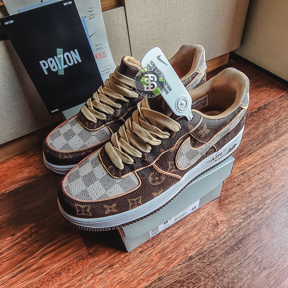 Nike Air Force 1 Low L*uis V*itton Monogram Brown Damier Azur – 21 Plugs  Outlet