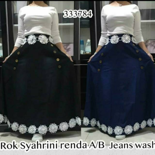 Jual Rok Jeans Renda A/B | Shopee Indonesia