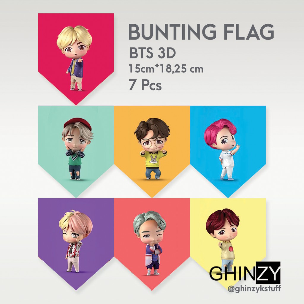 Jual Bunting Flag KPOP BTS 3D Jungkook Taehyung Jimin Jin Suga RM ...
