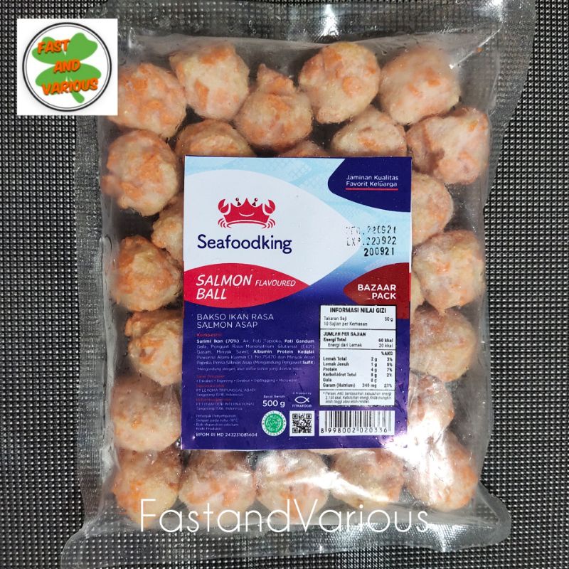 Jual Salmon Flavour Ball Seafood King 500gr Bakso Ikan Rasa Salmon