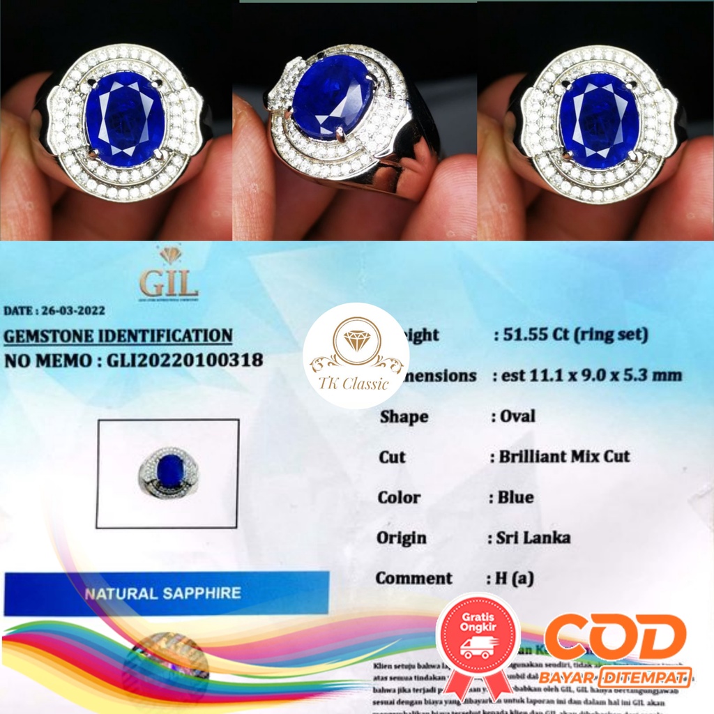 Jual Natural Batu Permata Vivid Royal Blue Sapphire Srilanka Ceylon Include Memo Gil Gems Lab 2568