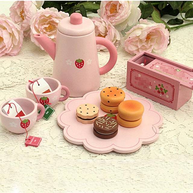 Jual Mainan Wooden High Tea Set (Teko, Cangkir, Kue dari Bahan Kayu ...